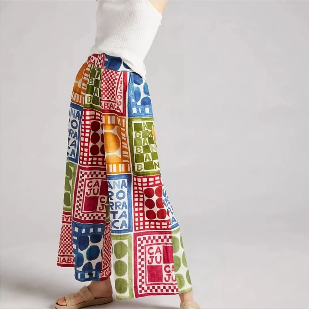 FARM Rio Multicolor Patchwork Wide-Leg Pants - Green, Blue, Red, Yellow - Picture 2 of 12